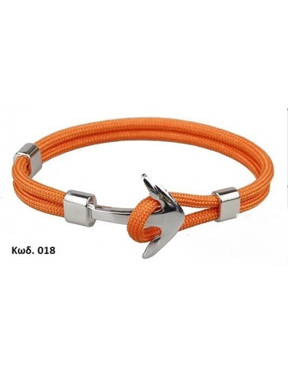 Βραχιόλι Με Κορδόνι Και Μεταλλική Άγκυρα Σε Πορτοκαλί Χρώμα